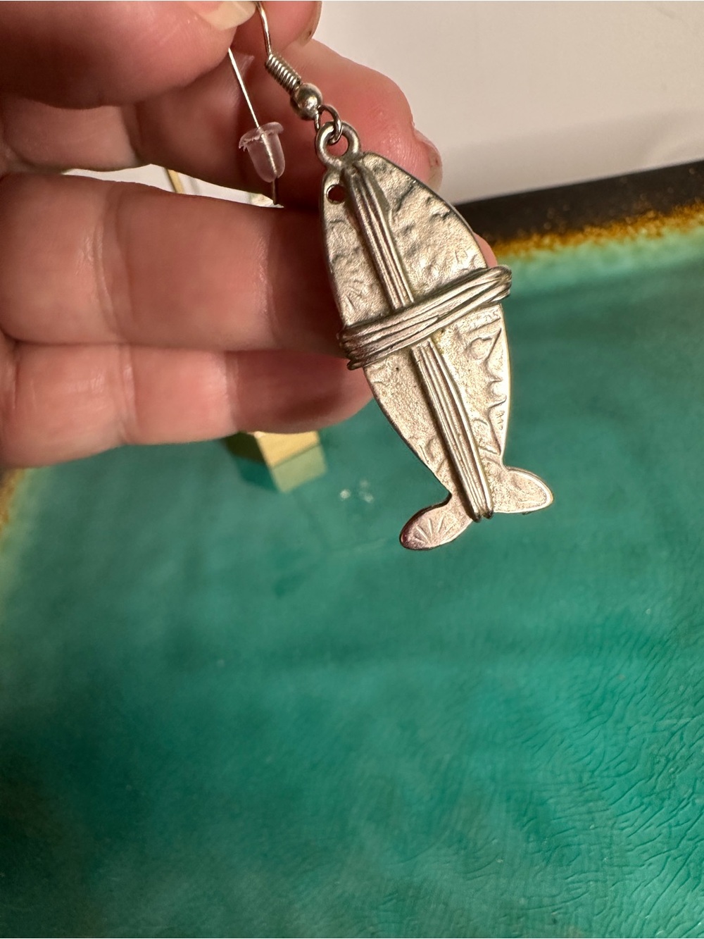 Silver Jesus Fish Dangle Earrings - Women's Jewelry - Picture 5 of 5